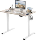 Bamboo Standing Desk 48 x 24 Inches Electric Sit Stand Up Desk with White Frame Q7734