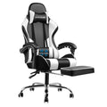 Blue Faux Leather Gaming Chair with Footrest I912728
