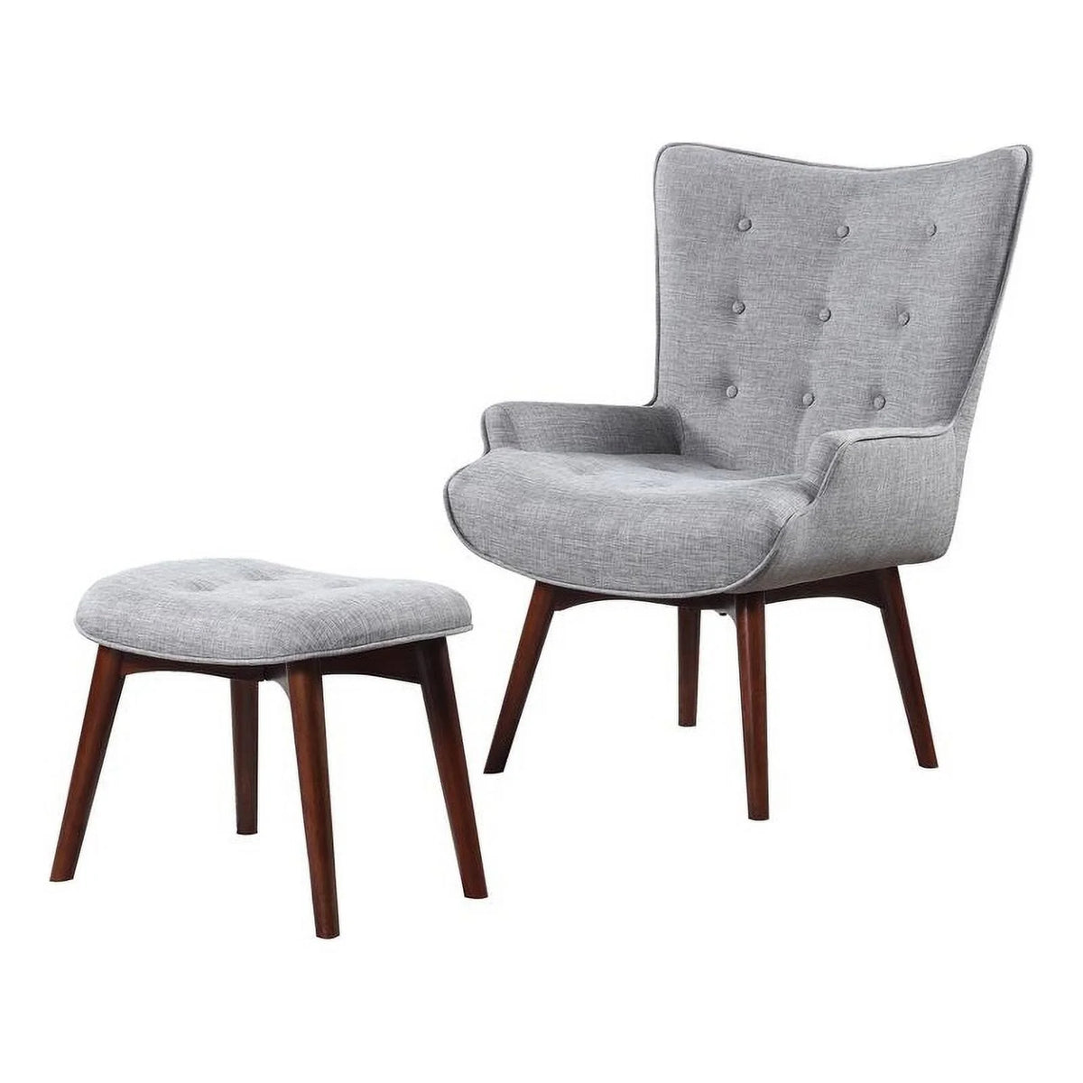 Grey and Brown Upholstered Accent Chair with Ottoman J85611
